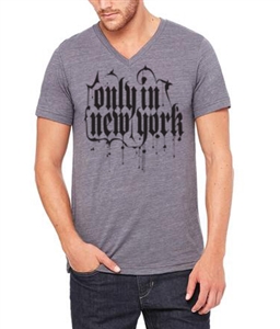 Mens V Neck - Black on Deep Heather Grey